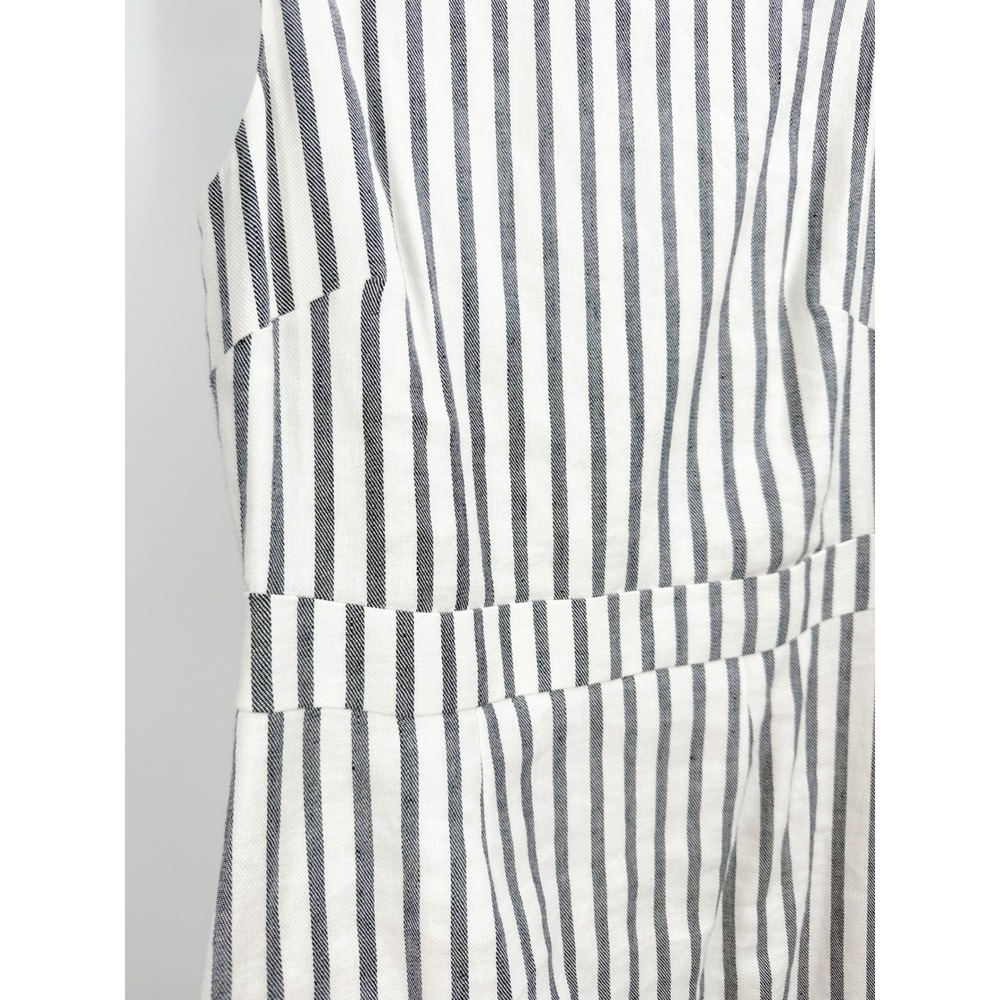 Boden Maggie Ivory Navy Blue Striped Linen Blend Sheath Midi Dress size 2 - Picture 5 of 13